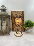 Personalized Basswood Plank - Carved Tree Look - In Love Design