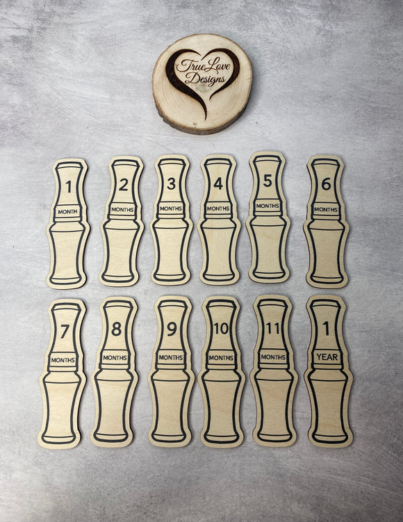 Duck Call, Duck Hunting, Monthly Milestone Marker Disc for Baby, Wooden Baby Month Marker Cards
