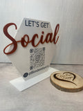 Social Media Printed Acrylic Sign - Hexagon, Boutique Sign, Small Business Sign, Instagram Handle, Tiktok Username, Let’s Get Social Business Sign, QR code Sign
