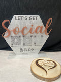 Social Media Printed Acrylic Sign - Hexagon, Boutique Sign, Small Business Sign, Instagram Handle, Tiktok Username, Let’s Get Social Business Sign, QR code Sign