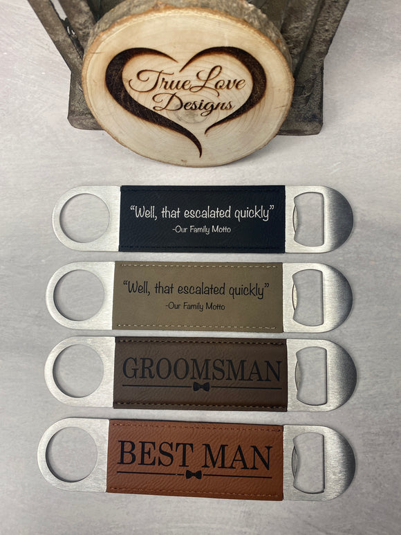 Bottle Opener, Large Leatherette, Personalized & Custom Engraved