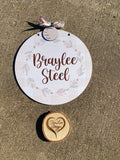Custom Baby Name Sign, Hospital Door Hanger, Nursery Name Sign, Baby Girl Sign, Baby Name Sign, Round Wood Name Sign