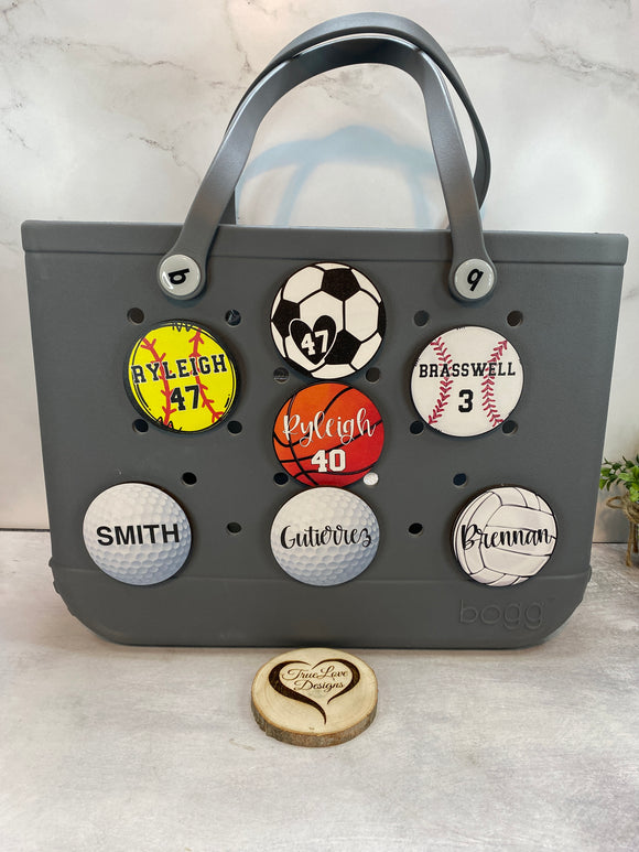 Personalized Bogg Bag Tag, Bogg Bag Charm, Bogg Bag Accessory, Bogg Bag Button, Simply Southern Charm, Pool Bag Charm, Sports Charm, Sports Mom