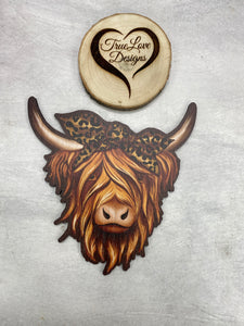 Door Hanger Attachments - Highland Cow, Leopard Bow