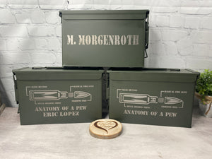 Ammo Can, Personalized Engraved .50 Cal .30 Cal Caliber, Ammo Box, Storage Box, Groomsmen Gift, Wedding, Groom, Father's Day, Grandfather, Dad
