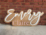Large 3D Offset Wood Name Sign, Nursery Name Sign, Boho Nursery Sign, Above Crib Cut Out, Layered Nursery Sign