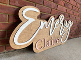 Large 3D Offset Wood Name Sign, Nursery Name Sign, Boho Nursery Sign, Above Crib Cut Out, Layered Nursery Sign