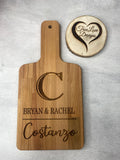 Bamboo Cutting Board with Handle, Personalized, 11 3/4" x 6", Board B