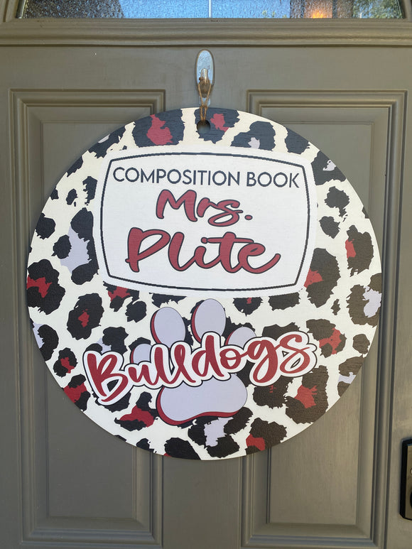 Personalized Composition Notebook Door Hanger