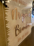 24" x 20" 3D Mirror Wedding Acrylic Welcome Sign- Personalized Wedding Sign- Brushed Acrylic Sign - Wedding Decor - Modern Minimalist Active