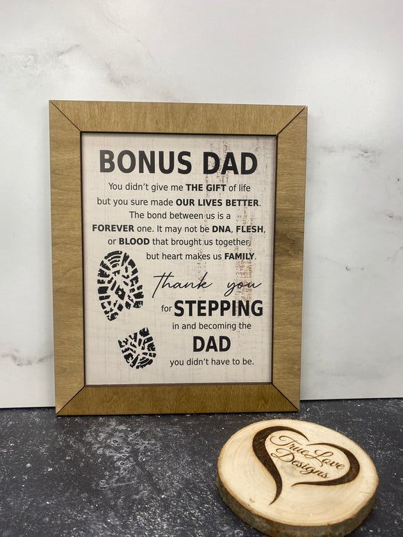 Bonus Dad, Personalized Sign, Fathers Day, Gift, Step Dad, Bonus Dad, Step Father