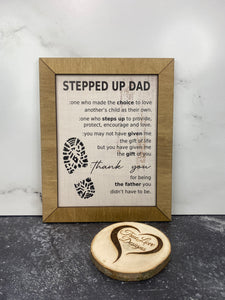 Stepped Up Dad, Personalized Sign, Fathers Day, Gift, Step Dad, Bonus Dad, Step Father