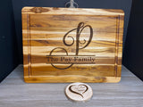 Teak Cutting Board, Personalized, 16" x 12", Board U
