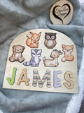Woodland Animals Theme Wooden Name Puzzle, Name Puzzle for Toddlers, Montessori Baby Toy, Gift for Kids, Birthday Gift, Toys for Learning