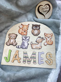 Woodland Animals Theme Wooden Name Puzzle, Name Puzzle for Toddlers, Montessori Baby Toy, Gift for Kids, Birthday Gift, Toys for Learning