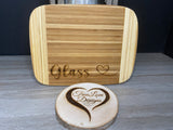 Bamboo Cutting Board with Handle, Personalized, 8" x 6", Board G