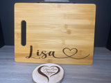 Bamboo Cutting Board with Handle, Personalized, 8" x 11", Board AK