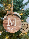 Family Name Ornament | Last Name Ornament | Personalized Christmas Ornament | Newlywed Ornament | Wood Shiplap Initial Ornament