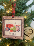 Family Name Ornament | Last Name Ornament | Personalized Christmas Ornament | Newlywed Ornament | Wood Ornament | Red Tractor Ornament