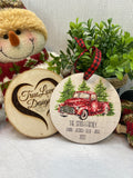 Family Name Ornament | Last Name Ornament | Personalized Christmas Ornament | Newlywed Ornament | Wood Ornament | Red Truck Christmas Trees