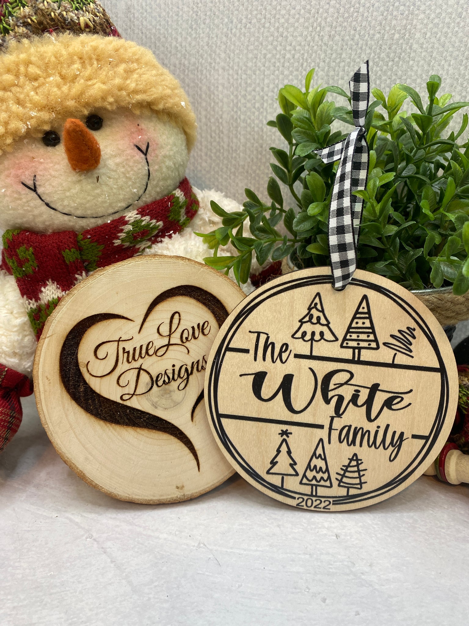 Personalized White Wood Snowflake Ornament