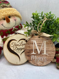 Family Name Ornament | Last Name Ornament | Personalized Christmas Ornament | Newlywed Ornament | Wood Shiplap Initial Ornament