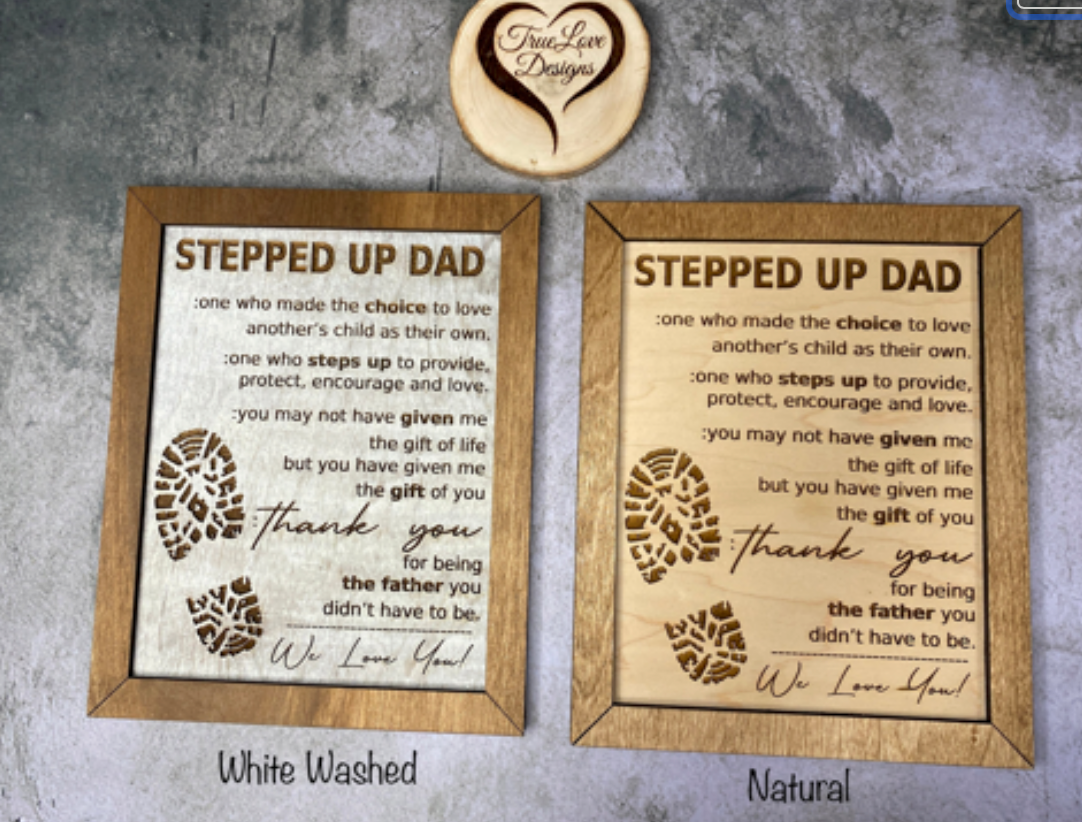 Stepped Up Dad, Personalized Sign, Fathers Day, Gift, Step Dad, Bonus ...